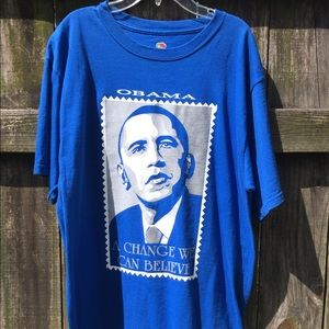 OBAMA. A CHANGE WE CAN BELIEVE. BLUE. SIZE LARGE
